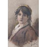 Ernesto Levorati 1880 Padua -1920 Junge Venezianerin Aquarell,italienischer Maler, Zeichnung