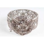 Jugendstil Silber Armreif silver bracelet, um 1900, filigrane Silberdrahtarbeit, Handarbeit, sehr