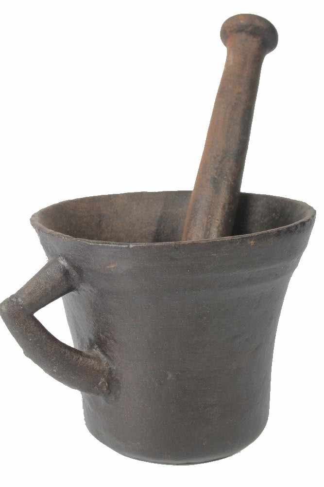 Schwedischer Barock Eisenmörser,18. Jahrhundert oder älter.Tassenförmiger Korpus mit einer Handhabe.
