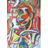 Modernist von 1967, Portraitgemälde, informelle Kunst, Öl/Karton, moderne farbige schrille