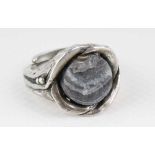 Vintage Silber Ring mit Perle von PERLI Schwäbisch Gmünd,925 Silber Ring mit Perle, Werkstätte Perli