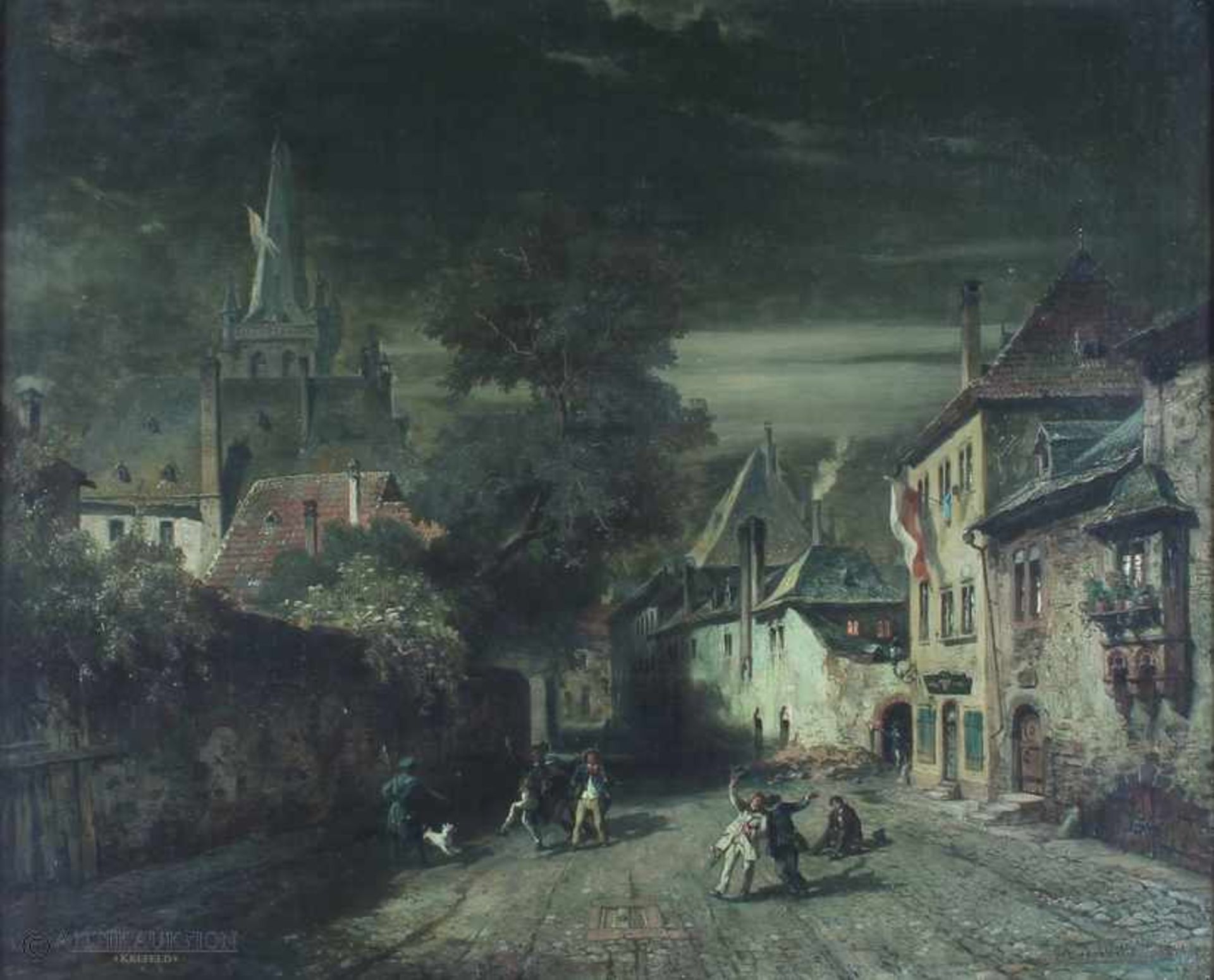 August von Wille 1829 Kassel -1887 Düsseldorf, Fröhliche nächtliche Stimmung, spätromantischer