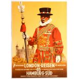 Travel Poster Hamburg Sud London Reisen Anton Beefeater