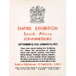 Advertising Poster Empire Exhibition South Africa Johannesburg