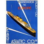 Travel Poster East Asiatic Company Europe Passenger Service Art Deco