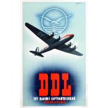 Advertising Poster DDL Danish Air Lines Bjorvig Douglas DC 6
