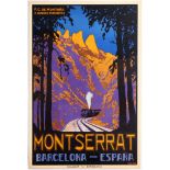 Travel Poster Montserrat Mountain Barcelona Spain