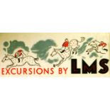 Advertising Poster Excursions by LMS London, Midland and Scottish Railway