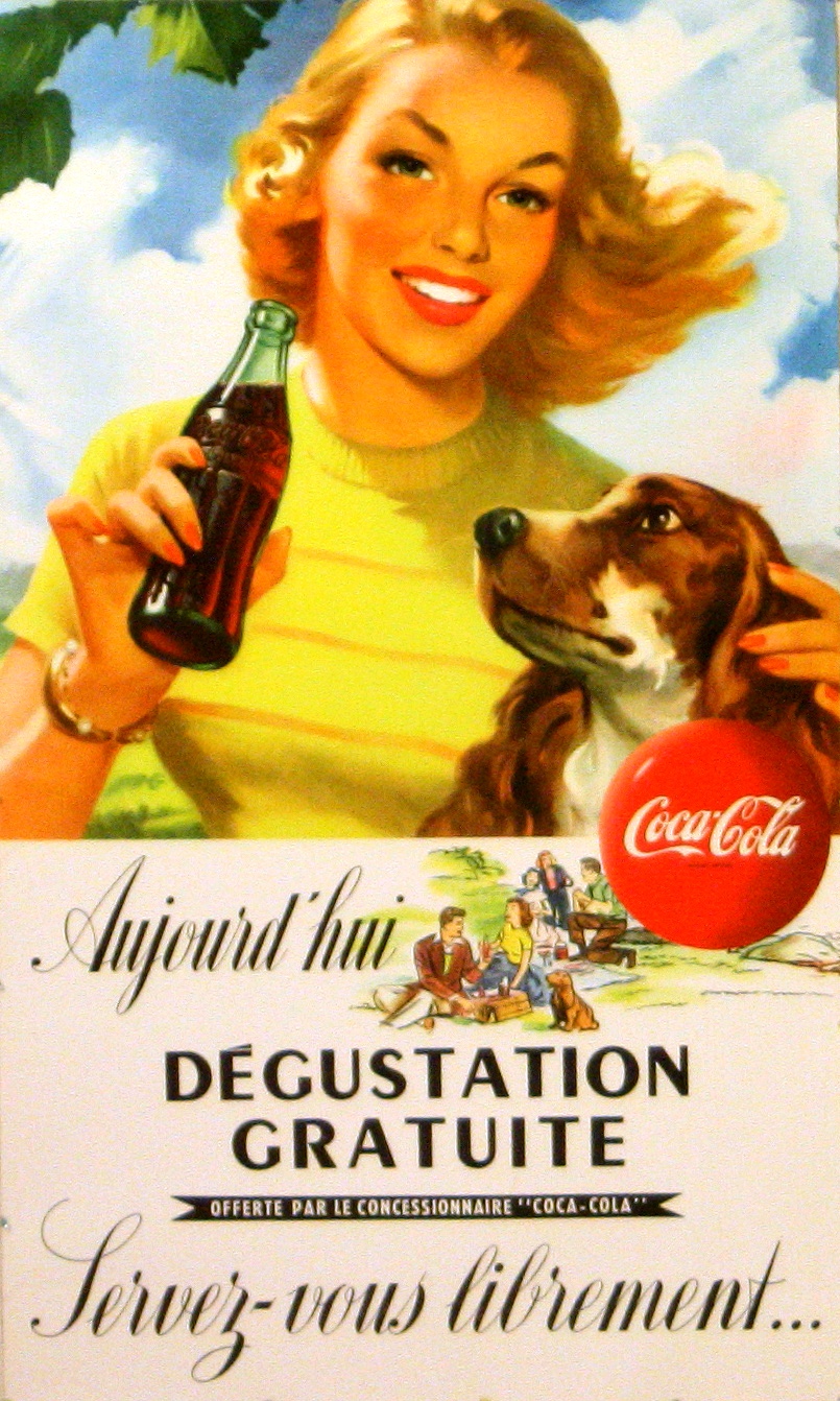 Advertising Poster Coca Cola Lady With Dog