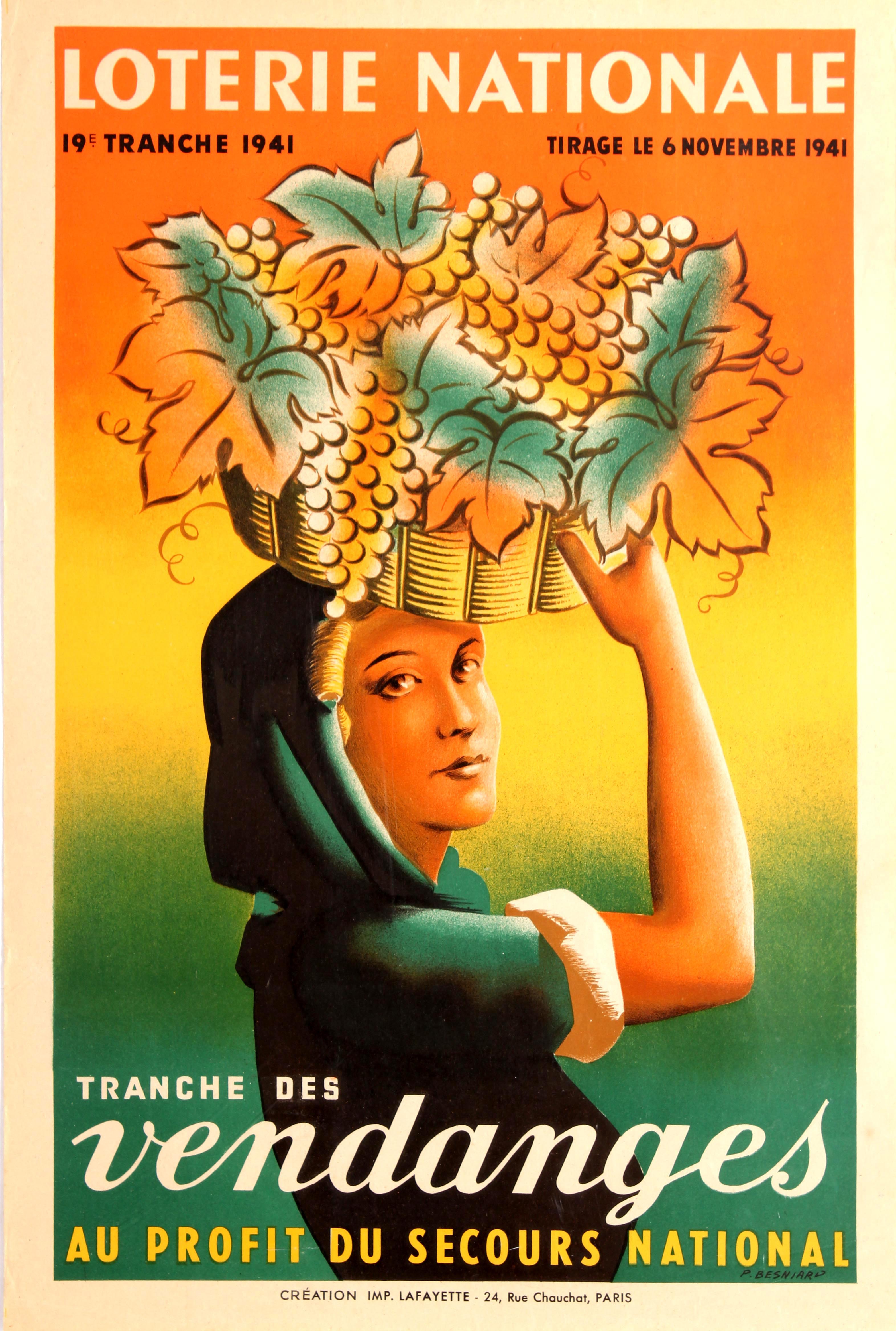 Advertising Poster Loterie Nationale Wine Harvest