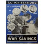 War Poster WWII The ATS Go to War Action Stations