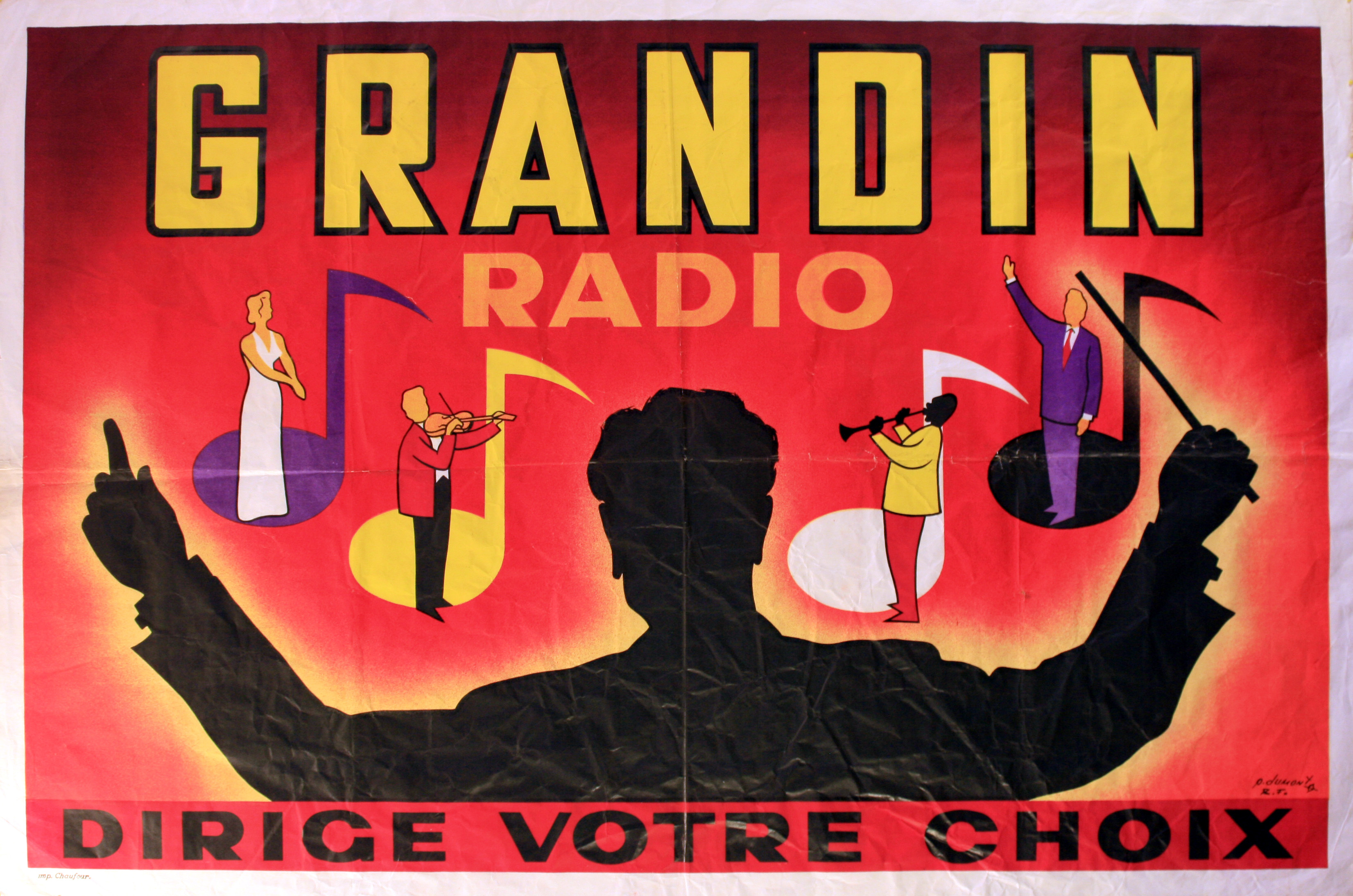 Advertising Poster Grandin Radio Midcentury Modern