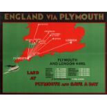 Travel Poster England via Plymouth Save A Day