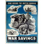 War Poster WWII Guns Behind the British Barrage