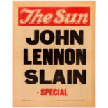 Advertising Poster The Sun John Lennon Slain Special