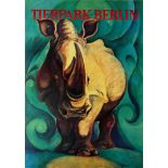Travel Poster Tierpark Berlin Zoo Rhinoceros