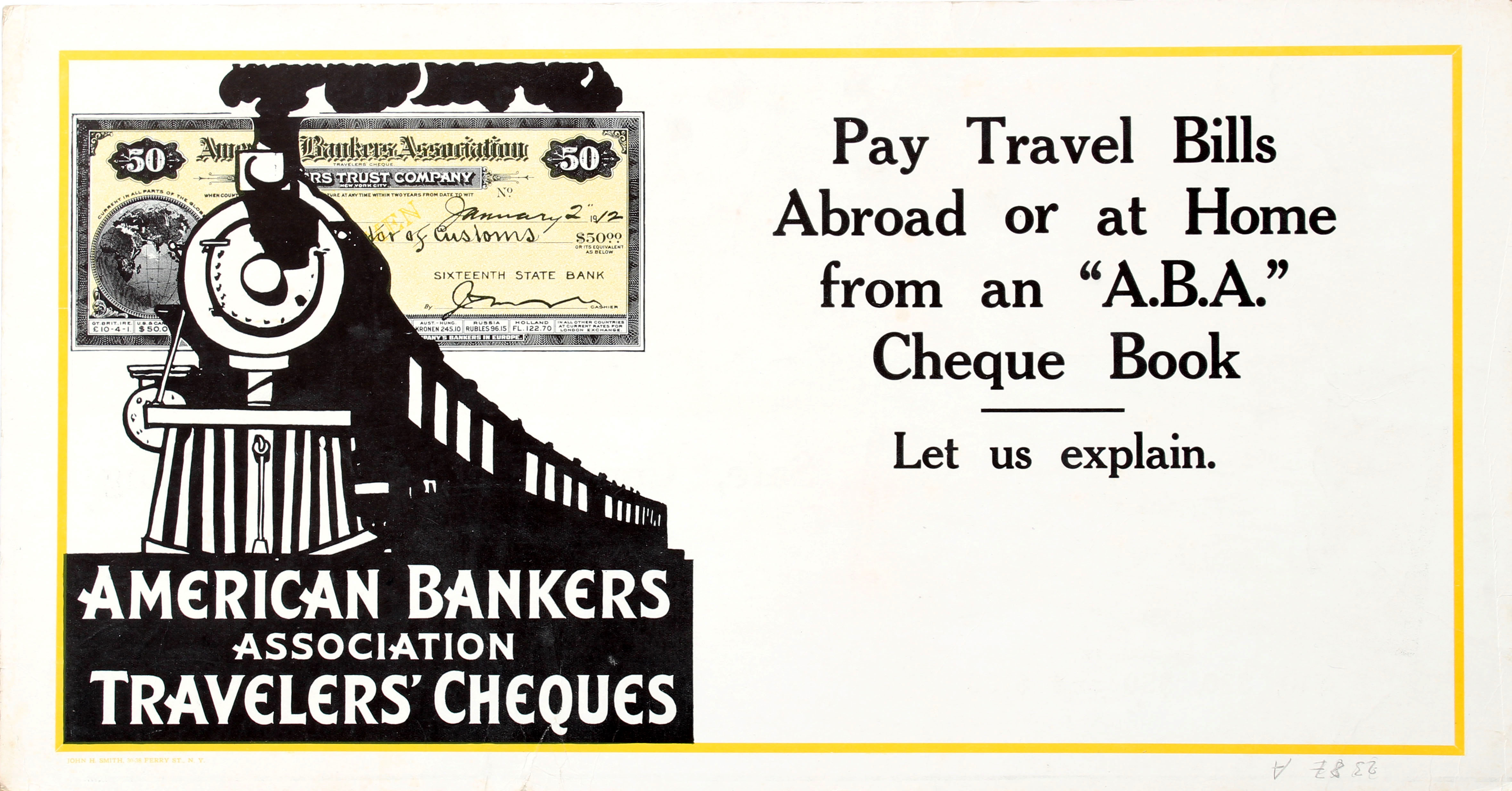 Advertising Poster American Bankers Association Travelers Cheques - Image 2 of 2