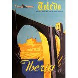 Travel Poster Toledo Spain Iberia Lockheed Super Constellation