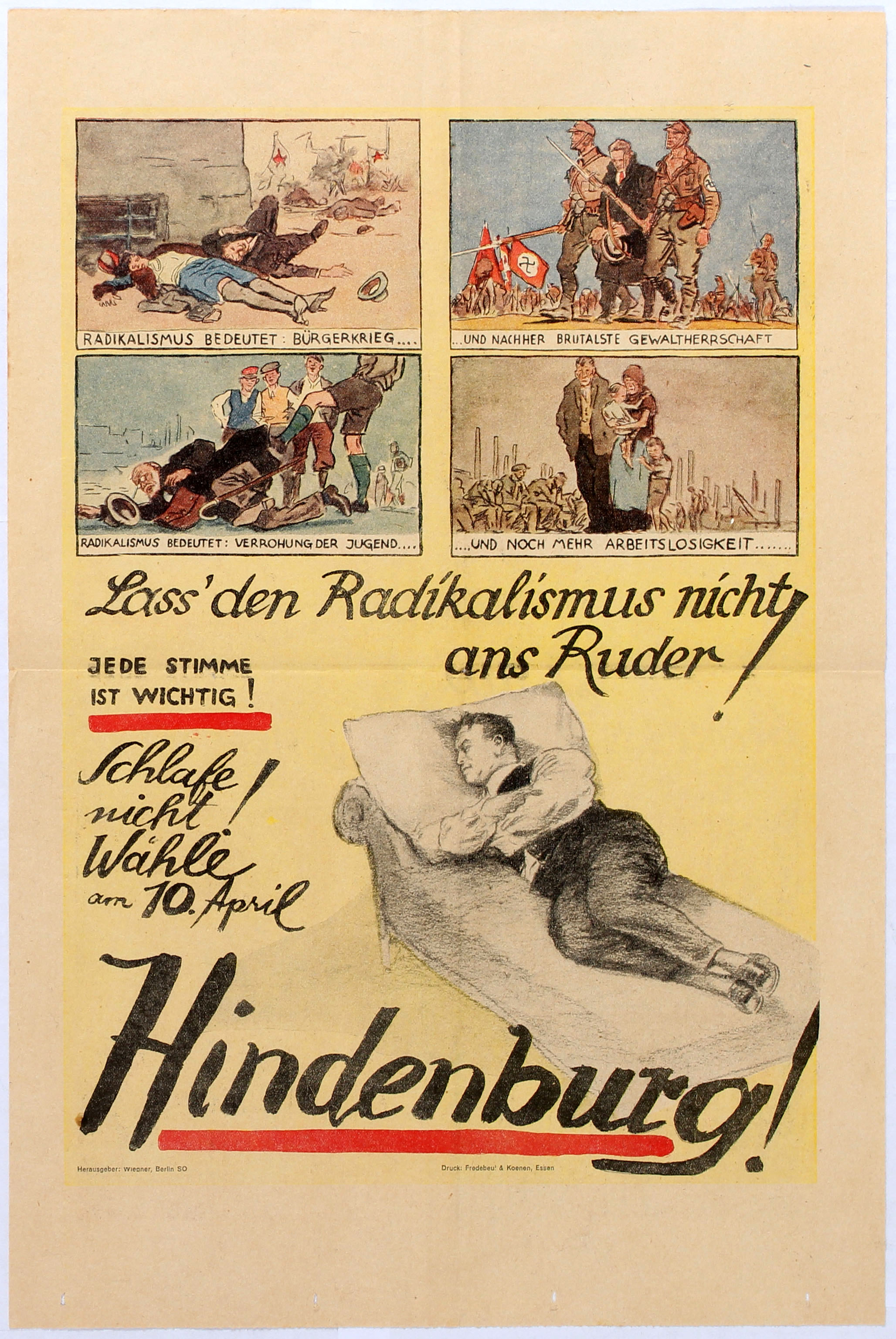 Propaganda Poster Hindenburg Elections Anti Nazi