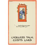 WWII Poster Careless Talk Fougasse Telephone Booth Hitler