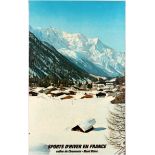 Travel Poster France Skiing Winter Sports in Chamonix