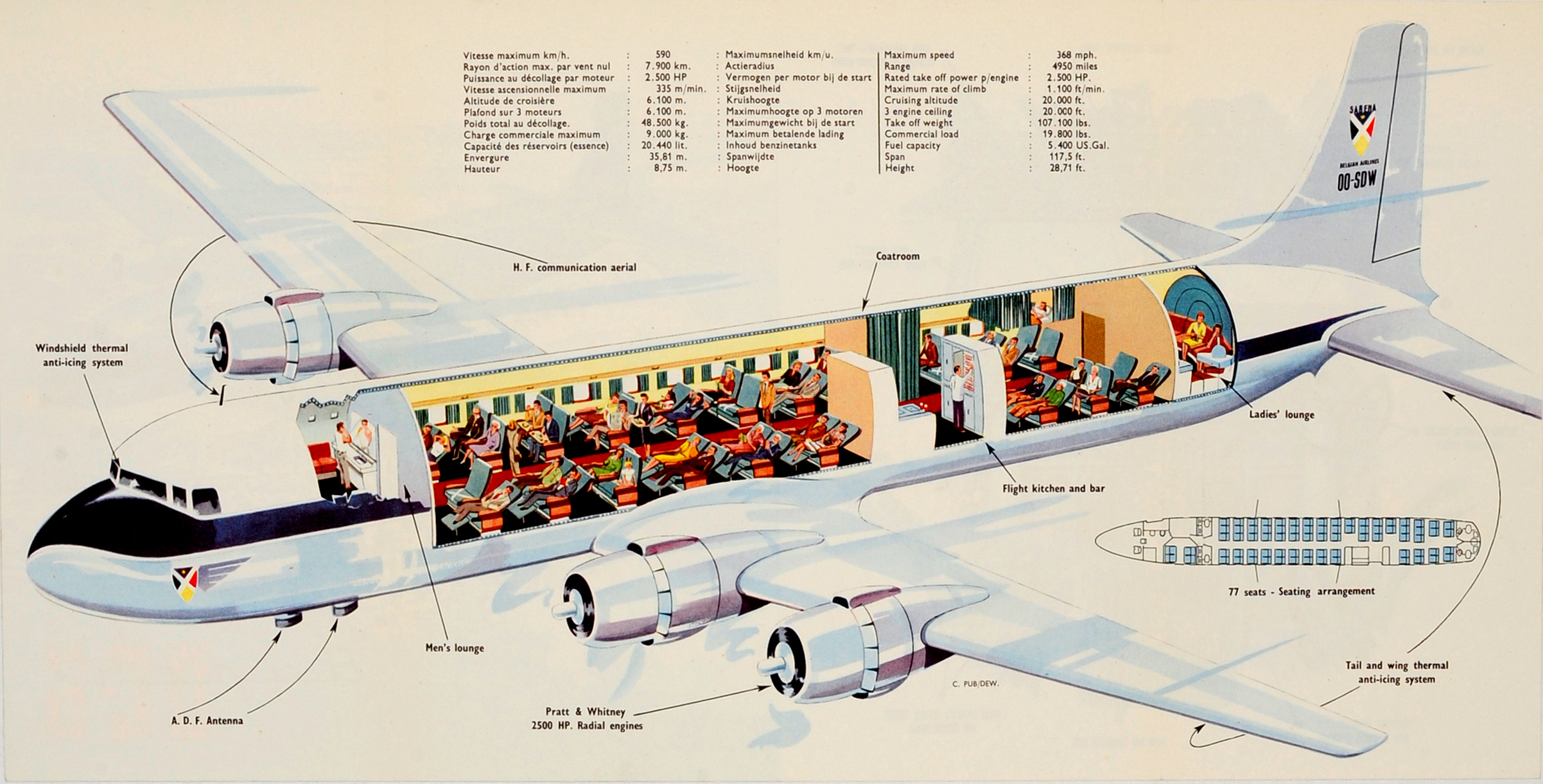 Advertising Poster Sabena DC-6 Cut-Out