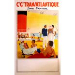 Advertising Poster French Line Transatlantic Art Deco
