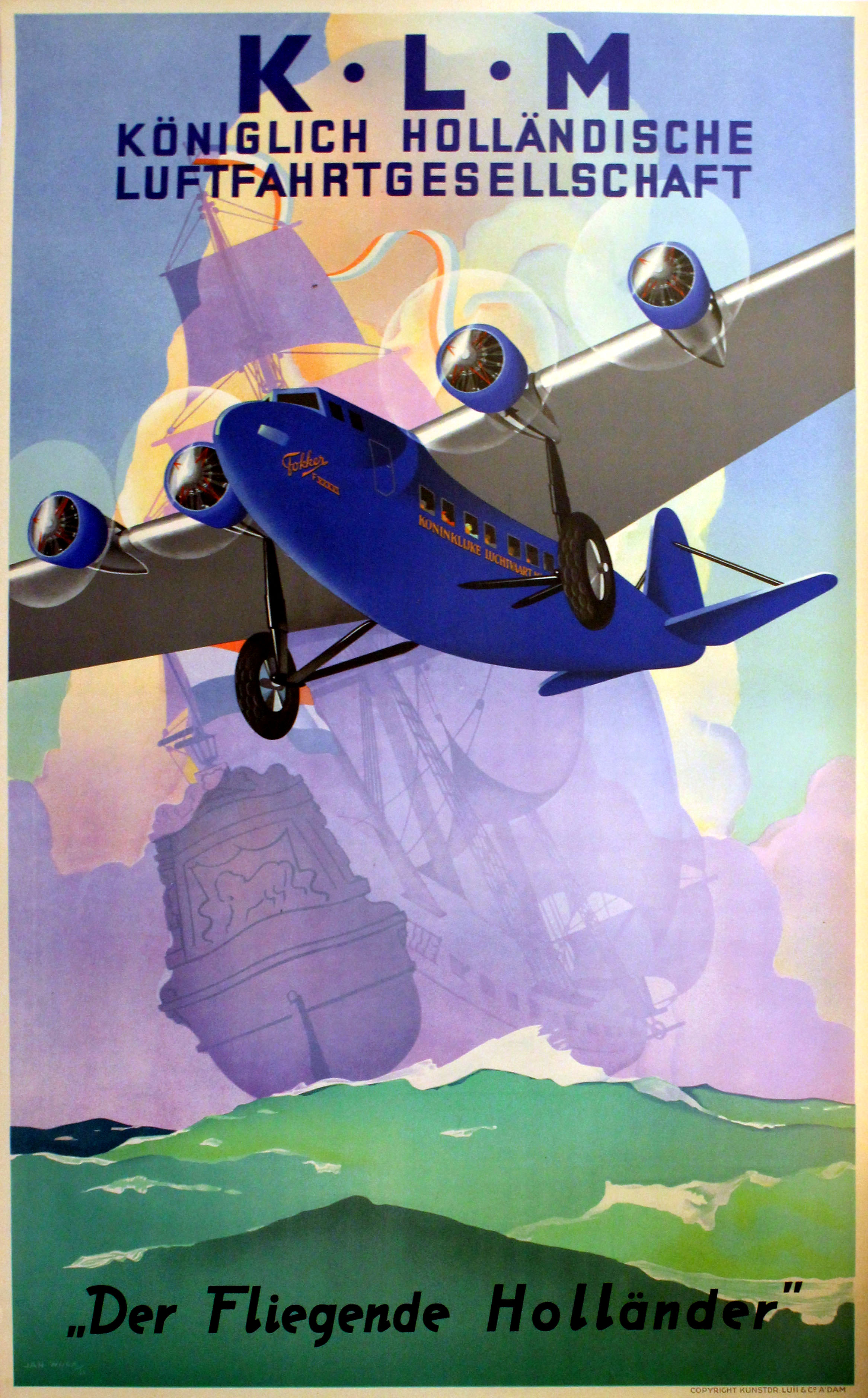 Advertising Poster KLM The Flying Dutchman Wijga