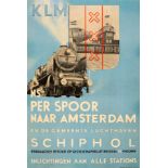 Advertising Poster Steam Train KLM Schiphol Airport