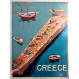 Travel Poster Greece Aegean Island Jetty