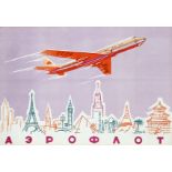 Advertising Poster Aeroflot Soviet Airlines USSR