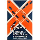 Road Safety Poster USA California Art Deco Safe Cross
