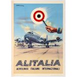 Travel Poster Alitalia International Italian Airline.