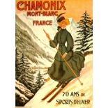 Ski Poster Chamonix Mont Blanc - 70 years of winter sports ski