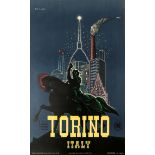 Travel Poster Torino Turin Italy ENIT