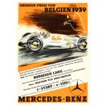 Car Racing Poster Grand Prix Belgium 1939 Mercedes Benz