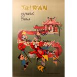 Travel Poster Taiwan Republic of China Dragon Dance