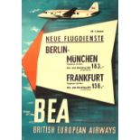 Advertising Poster British European Airways BEA Midcentury
