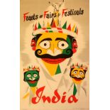 Travel Poster India Bombay Festivals Masks