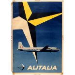 Advertising Poster Alitalia Airline Midcentury Modern