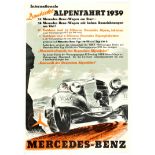 Internationale Deutsche Alpenfahrt 1939 - Mercedes Benz motor racing poster