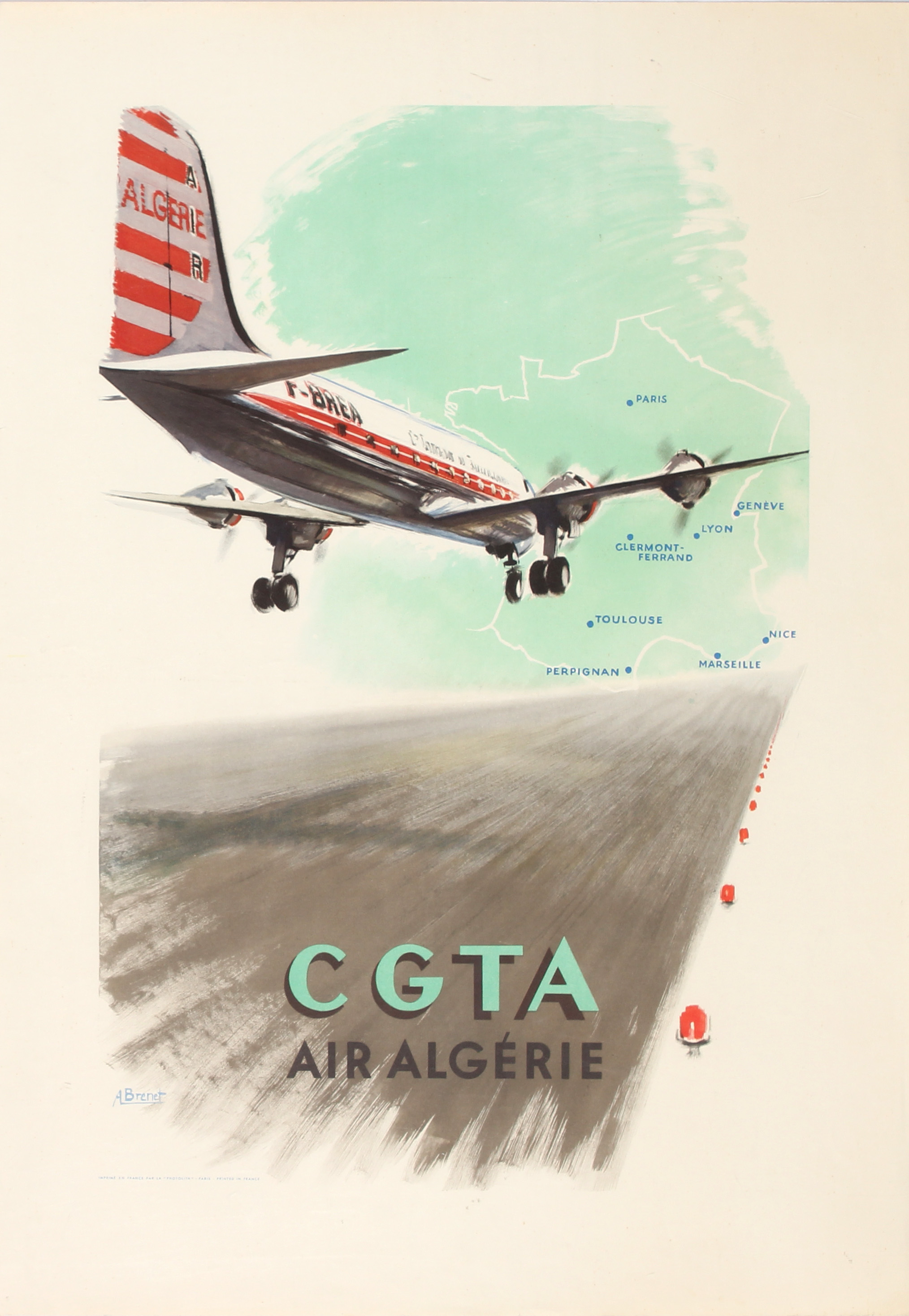 Travel Poster Air Algeria CGTA France Switzerland