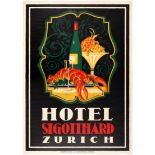Travel Poster Hotel St Gotthard Zurich Wine Lobster Fruit