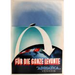 Advertising Poster Adriatica Cruise Ship Art Deco
