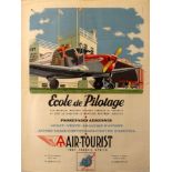 Advertising Poster Pilot School Air Tourist Beechcraft