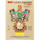 Advertising Poster Burmeister Wain Marine Diesel Engine Type V23H