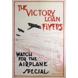 War Poster WWI Victory Loan Flyers Aeroplane Train