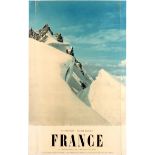 Travel Poster France Skiing Mont Aiguille du Midi Cable