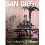 Travel Poster San Diego American Airlines Golf Sailing