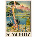 Travel Poster St Moritz Switzerland Edward Stiefel